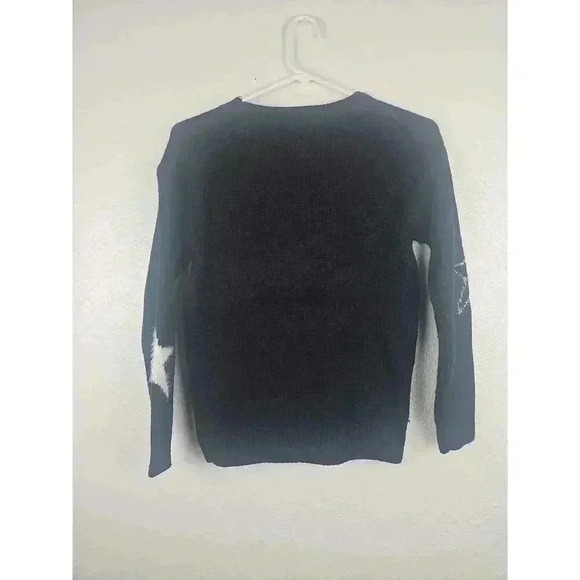Emma & Elsa Black White Silver Star Sweater Fuzzy Size Large 14 - Picture 3 of 5